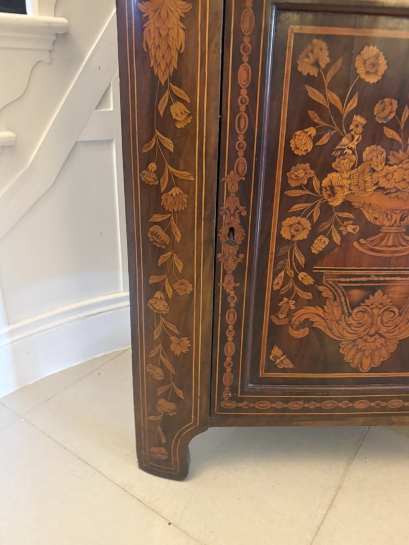 Antique 19th Century Quality Dutch Marquetry Corner Cabinet